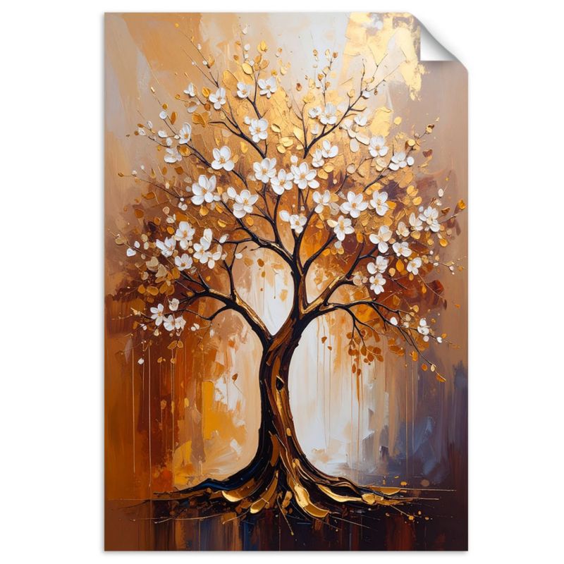 Naklejka na ścianę Feeby Złote Drzewo Życia Kwiaty Abstrakcja 60x90cm 1szt