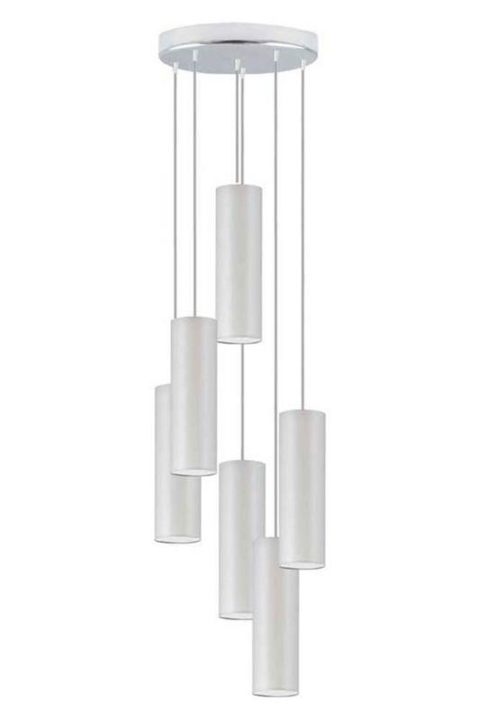 Lampa wisząca zwis Volta Light Factory żyrandol sufitowa z abażurami tuba Jasny szary FINE Z6 1szt.