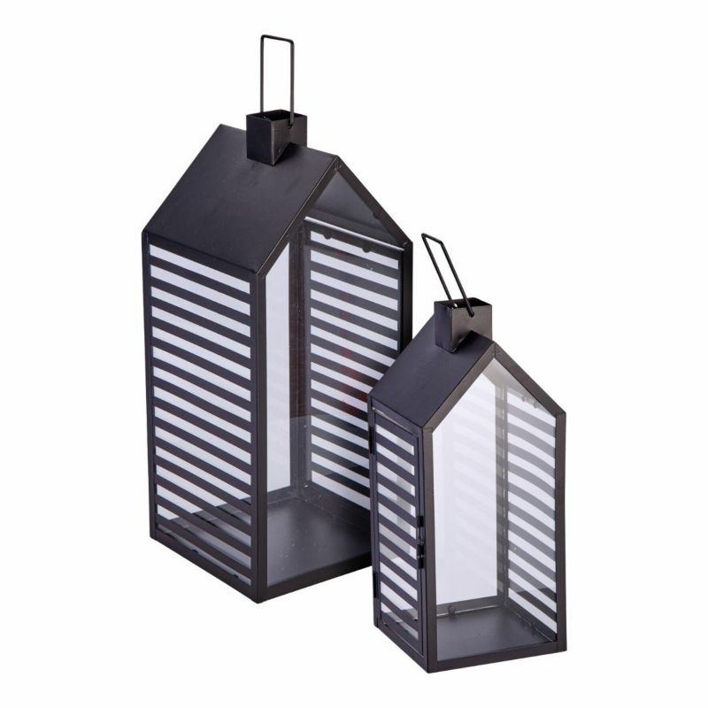 Latarnia dekoracyjna HowHomely czarna metalowa 18x18x42,5 cm 1 kpl.