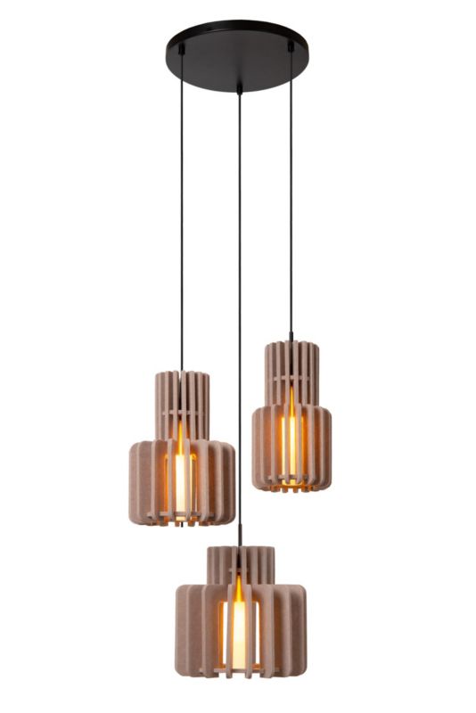 Lampa wisząca filcowe klosze Lucide ROLLO szaro-czarna 3xE27x40W IP20 wym:150x50x50cm - 1 szt.