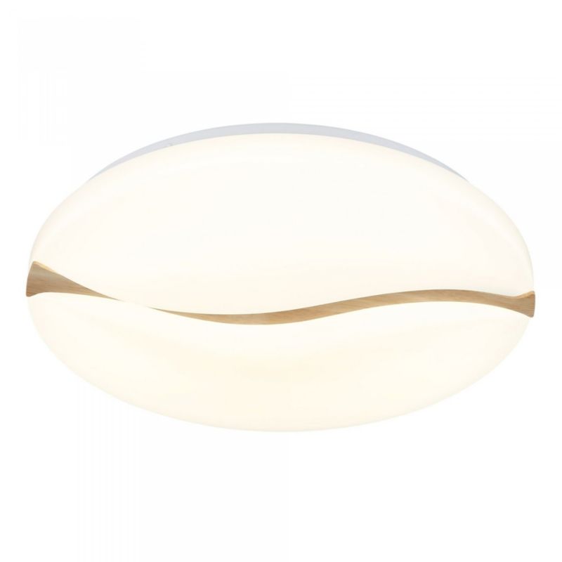 Plafon LED Globo LETICIA 24W 33cm biały z drewnem, zmienna barwa 3000/4200/6000K, pamięć ustawień, IP20 1 szt.