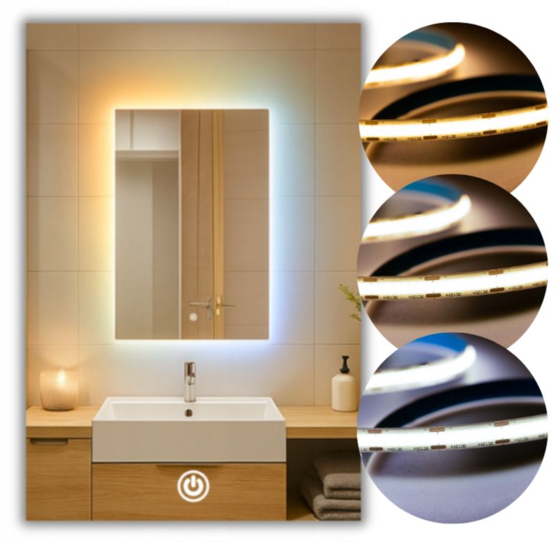 Lustro Led 70x110 COB CCT 608 diod/m - 3 Barwy - Włącznik Dotykowy 1 szt