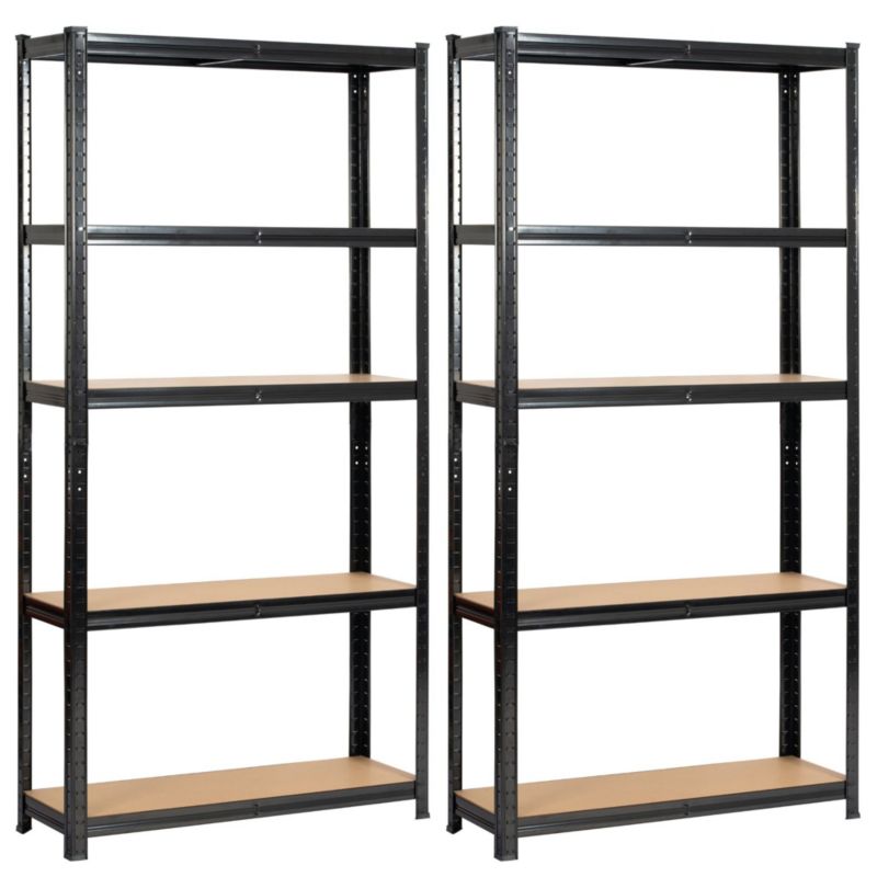 Zestaw 2x Regał metalowy Akord stalowy czarny 5 półek nośność 875kg 90x30x180 cm 2 szt.