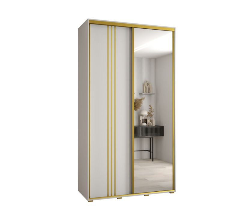 Szafa przesuwna Abiks DAVOS 7 wysoka szer.130cm gł.60cm biały/biały/złoty 1szt.