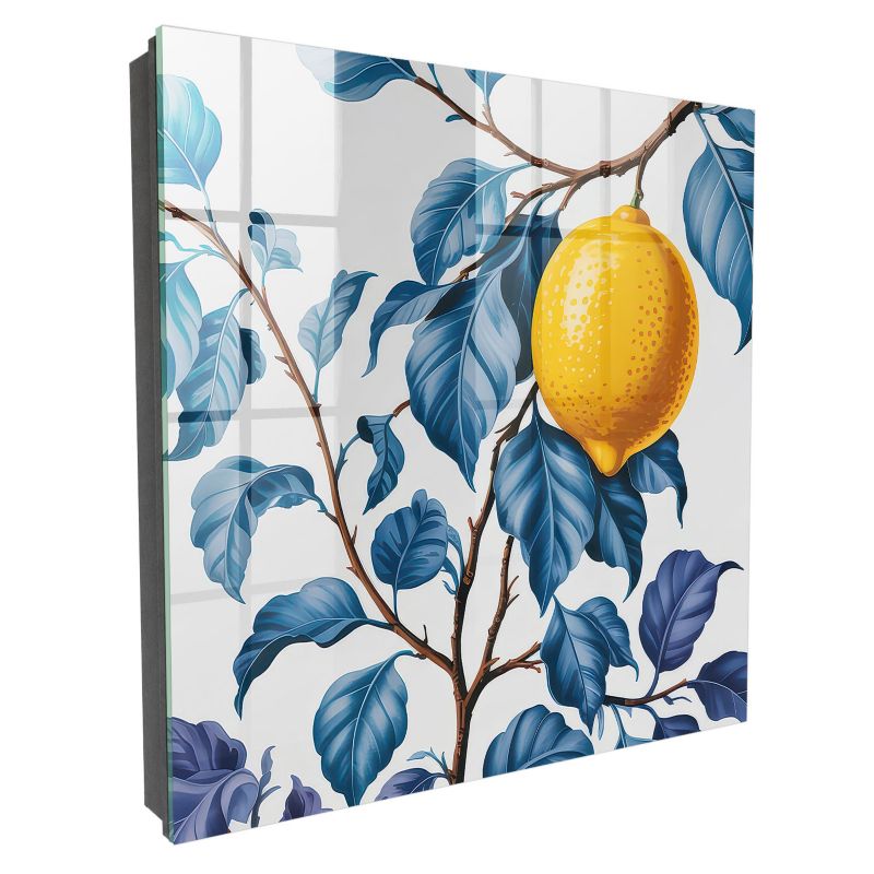 Szklana Szafka Na Klucze Tulup 30x30 cm Cytryna liście - Czarna - Otwierana na lewo 1 szt.