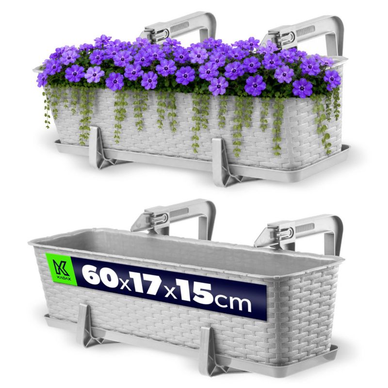 Doniczka Balkonowa KADAX Donica Podstawka 60cm szara 1szt.