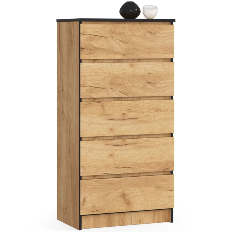 Komoda Akord K60 Dąb Craft 60 cm 5 szuflad kolor Dąb Craft mat 60x40x121 cm 1 szt.