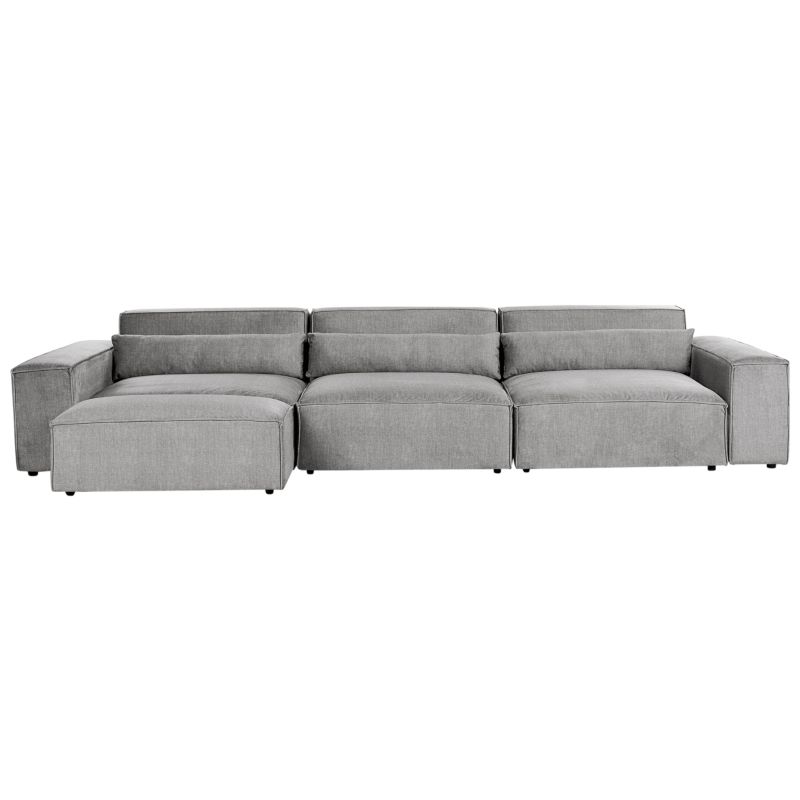 Sofa modułowa dla 3 osób Hellnar Szary z otomaną 1 kpl
