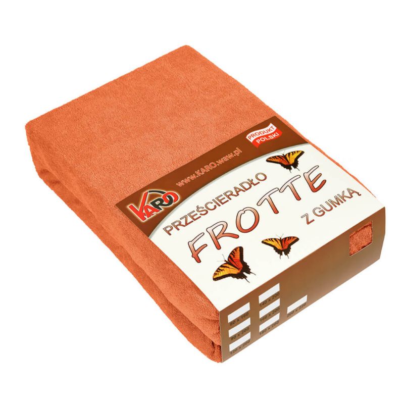 Prześcieradło frotte z gumką KARO 180x200 rude terra 1 szt.