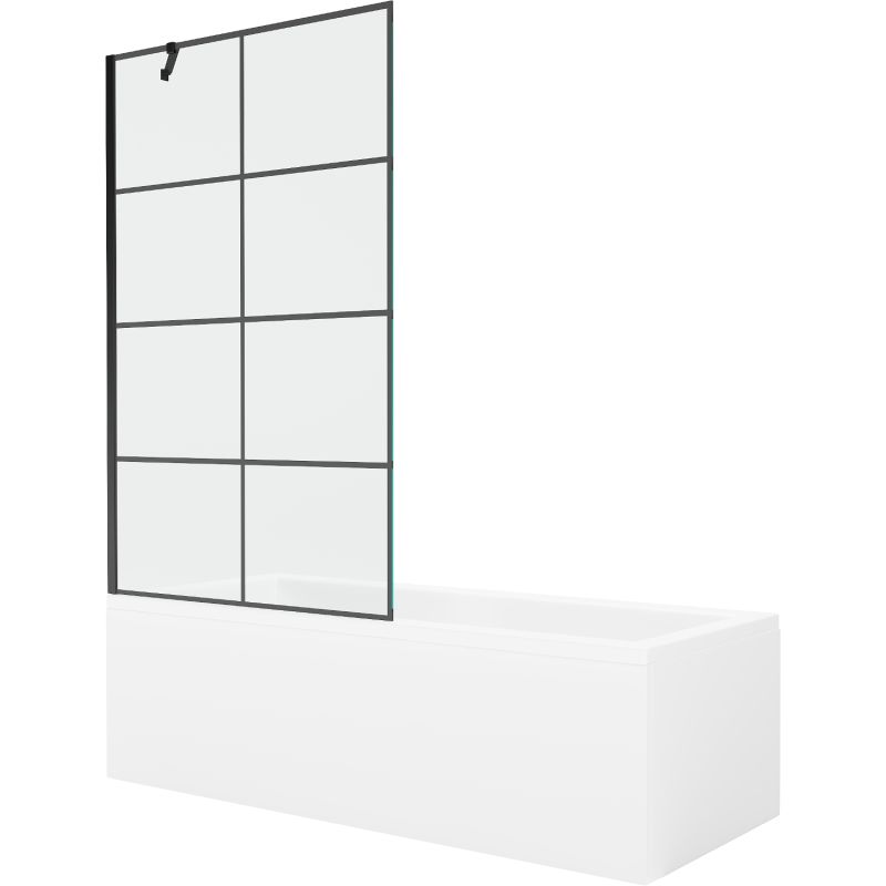 Wanna prostokątna Mexen Cubik 170 x 70 cm z obudową i parawanem 1-skrzydłowym 100 cm czarny wzór 550317070X9510007077 1 szt.