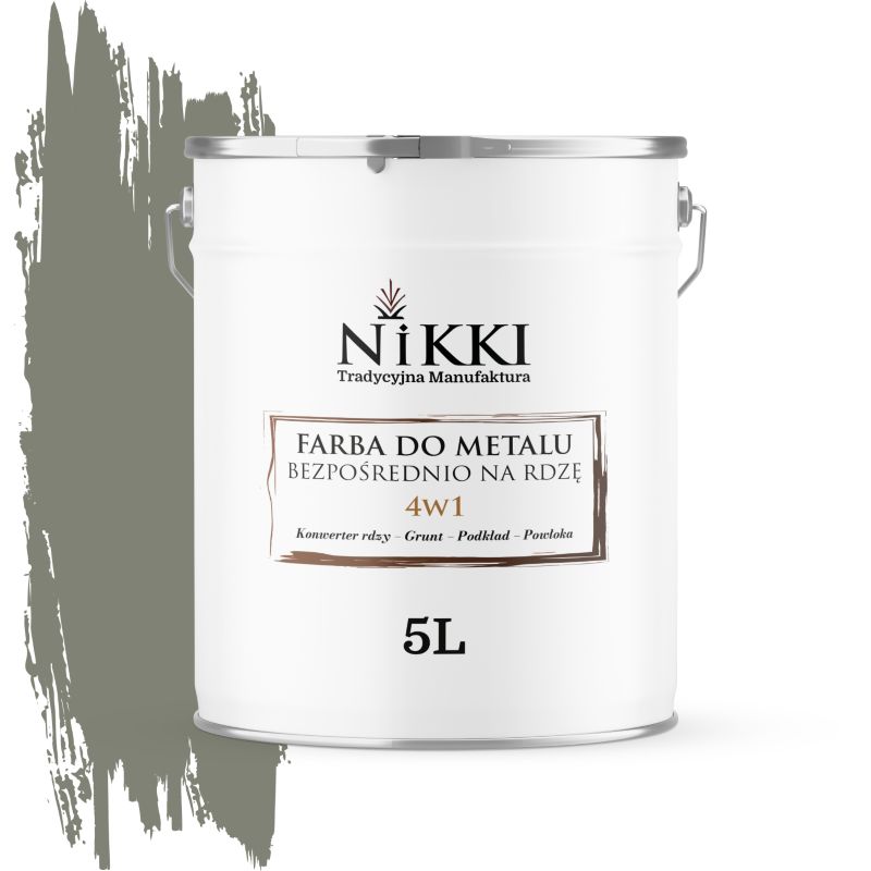 Farba do Metalu Antykorozyjna 4w1 NIKKI Cementowy szary RAL7033 Mat 5L