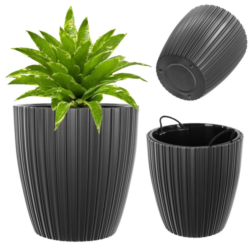 Doniczka KADAX z wkładem okrągła antracytowa plastikowa 24 cm 1 szt.