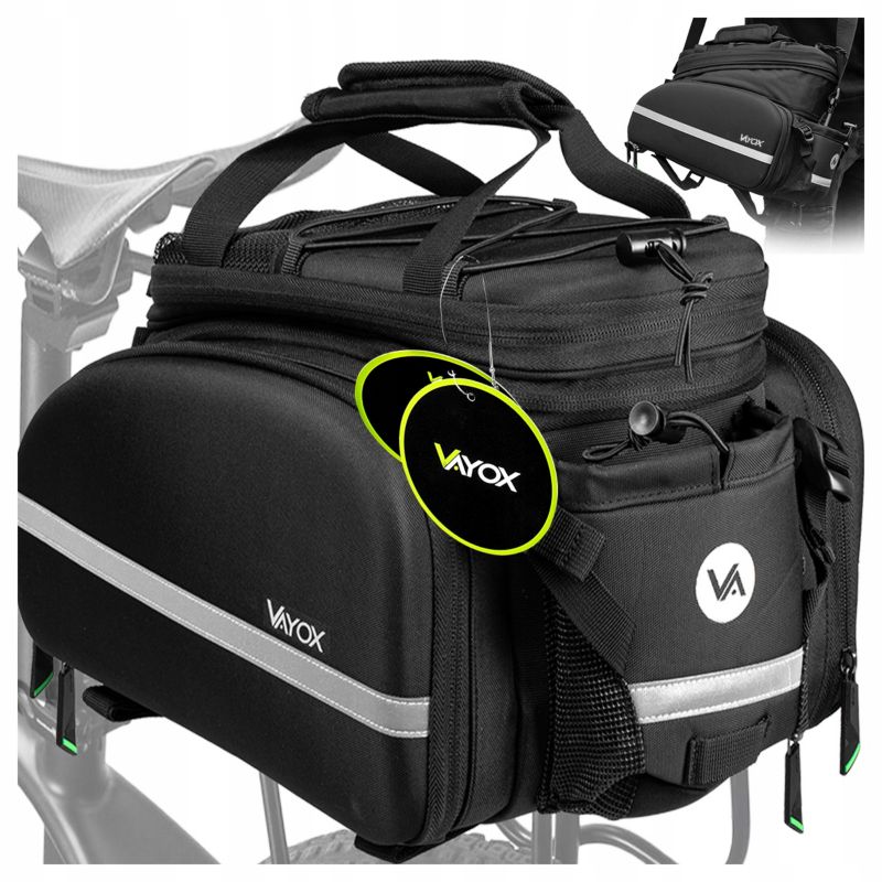 Sakwa rowerowa na bagażnik Vayox VA0346 z kieszeniami bocznymi 10L-35L czarna 1szt.