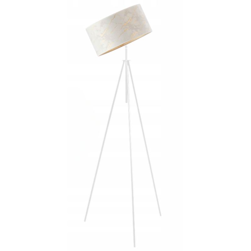 Lampa stojąca Volta Light Factory podłogowa przegubowa regulowana trójnóg z abażurem biały marmur walec DECO 1szt.