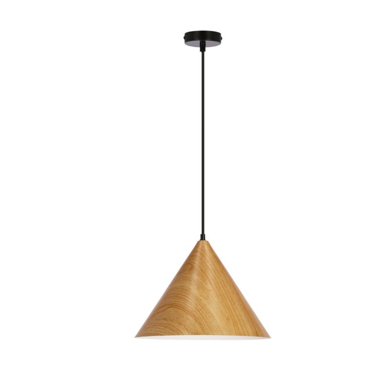 Lampa sufitowa jasny dębowy klosz 32cm Candellux Dunca czarna 1xE27x40W IP20 wym:115x32x32cm - 1 szt.