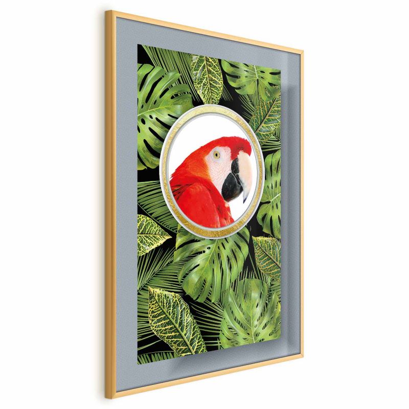 Plakat Artgeist Papuga w dżungli 21x30 cm z ramą złotą 1 szt