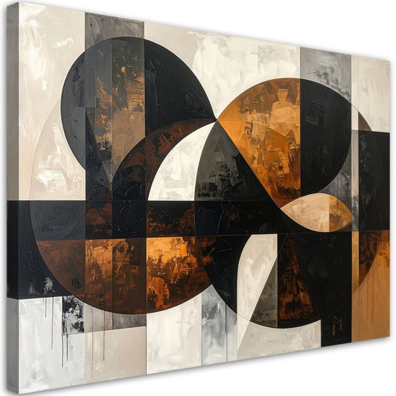 Obraz do salonu sypialni biura loftu Feeby Geometryczne formy abstrakcja brązowy 90x60cm 1szt