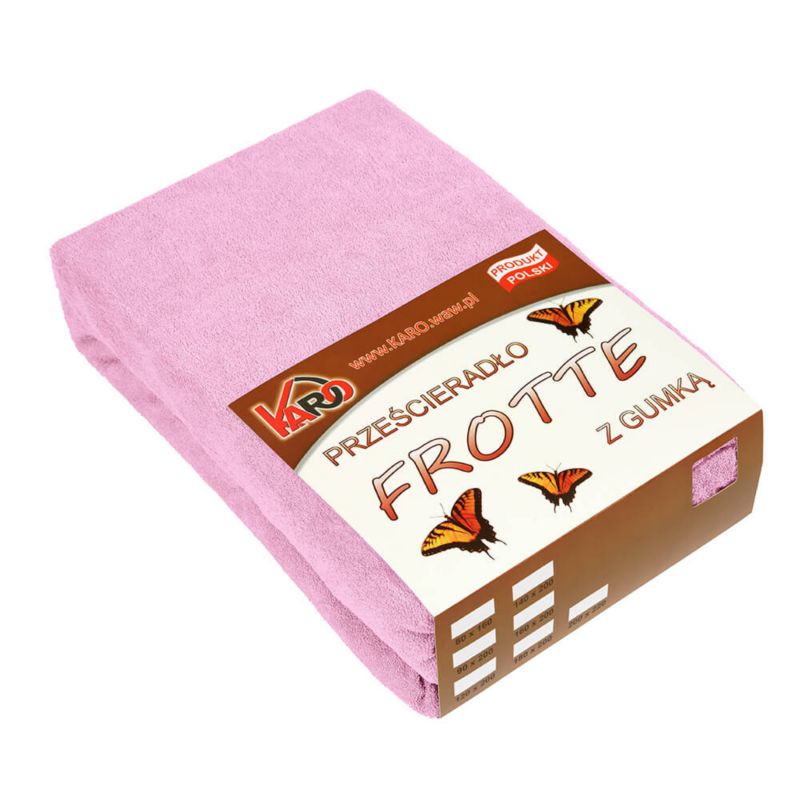 Prześcieradło frotte z gumką KARO 80x200 róż jasny 1 szt.