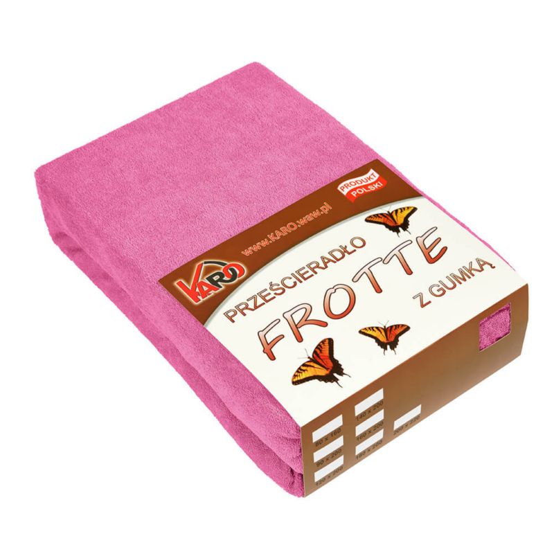 Prześcieradło frotte z gumką KARO 220x240 amarantowe 1 szt