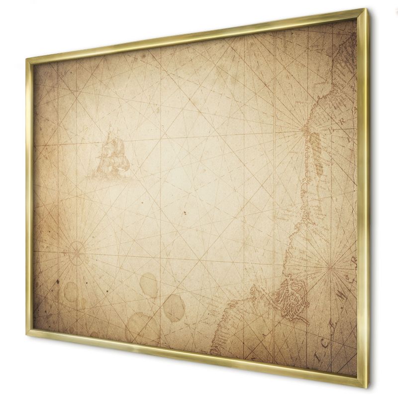 Tablica magnetyczna dekoracyjna Wallfluent 80x60 Antyczna mapa w złotej ramie 1szt