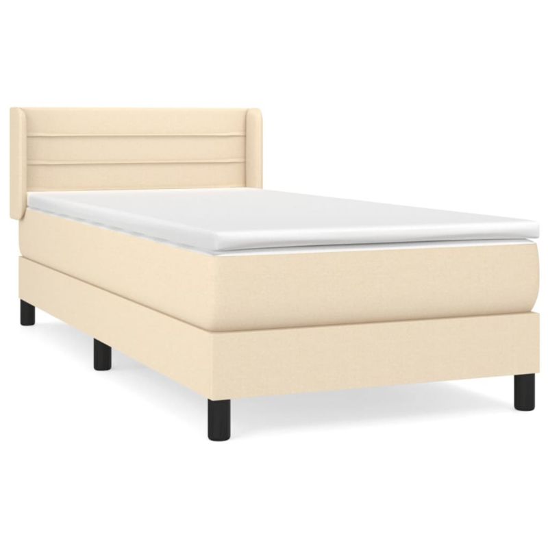 Łóżko z materacem WaszeMeble 100x200 cm Kremowy tkanina WM-3129774 1 szt.