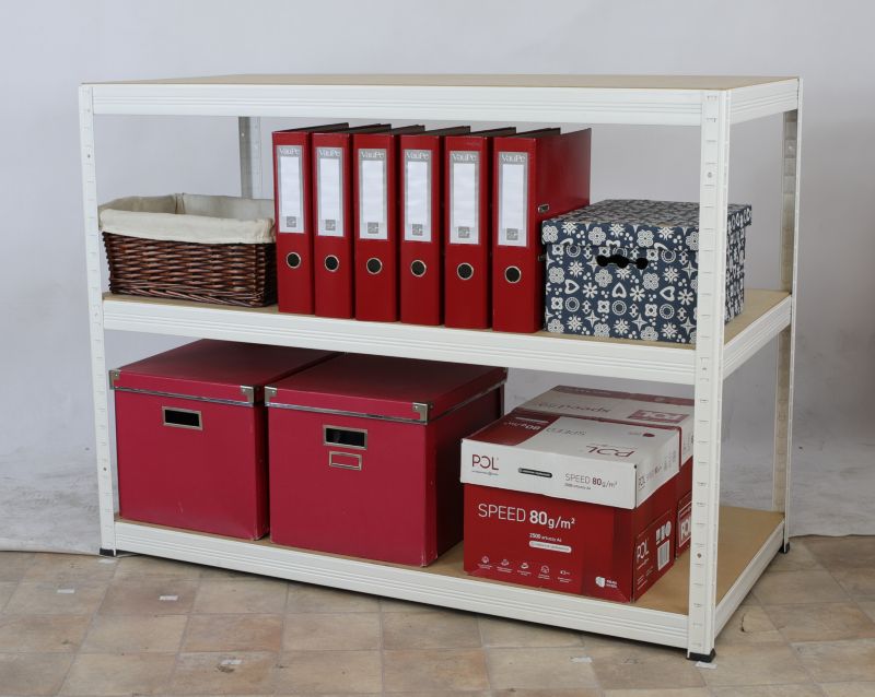 Regał metalowy MODO24 magazynowy warsztatowy biały helios 90x150x50cm 3 półki po 175 kg 1 szt.