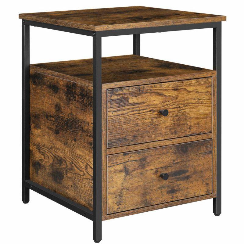 Szafka nocna z szufladami Songmics brązowa loft 60x45x45 cm 1 szt.