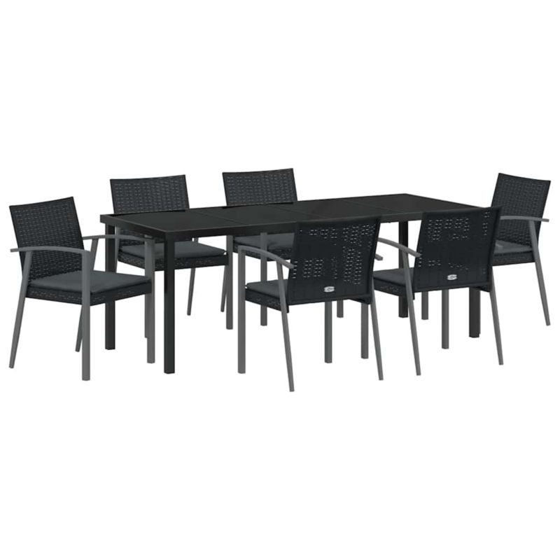 Zestaw mebli ogrodowych WaszeMeble 7-cz. z rattanu czarny z poduszkami WM-3379070 1 kpl