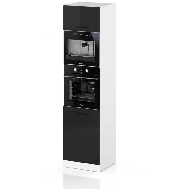 Szafka Kuchenna Hurtownia-Mebli Stojąca Do zabudowy piekarnika S60M sPremium 60cm Biały Mat Czarny Połysk 60x58x211 cm 1szt.