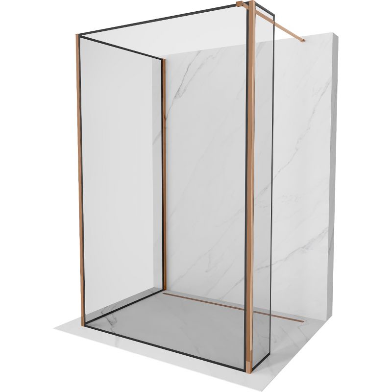 Ścianka prysznicowa walk-in Mexen Kioto czarny wzór, różowe złoto 130x80x30 cm 800-130-080-221-60-70-030 1 szt.