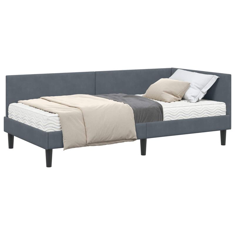 Łóżko Tapicerowane WaszeMeble z Materacem 100x200 cm Szare WM-3393789 1 szt.