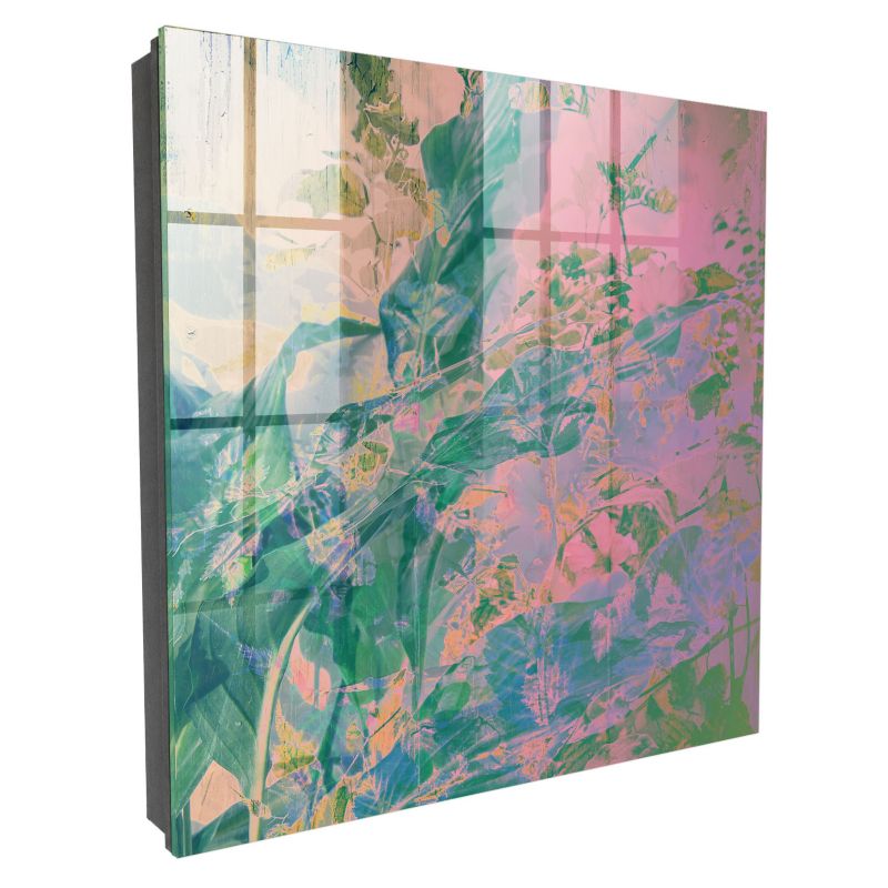 Metalowa Skrzynka Na Klucze Tulup 30x30 cm Roślinna abstrakcja - Czarna - Otwierana na lewo 1 szt.