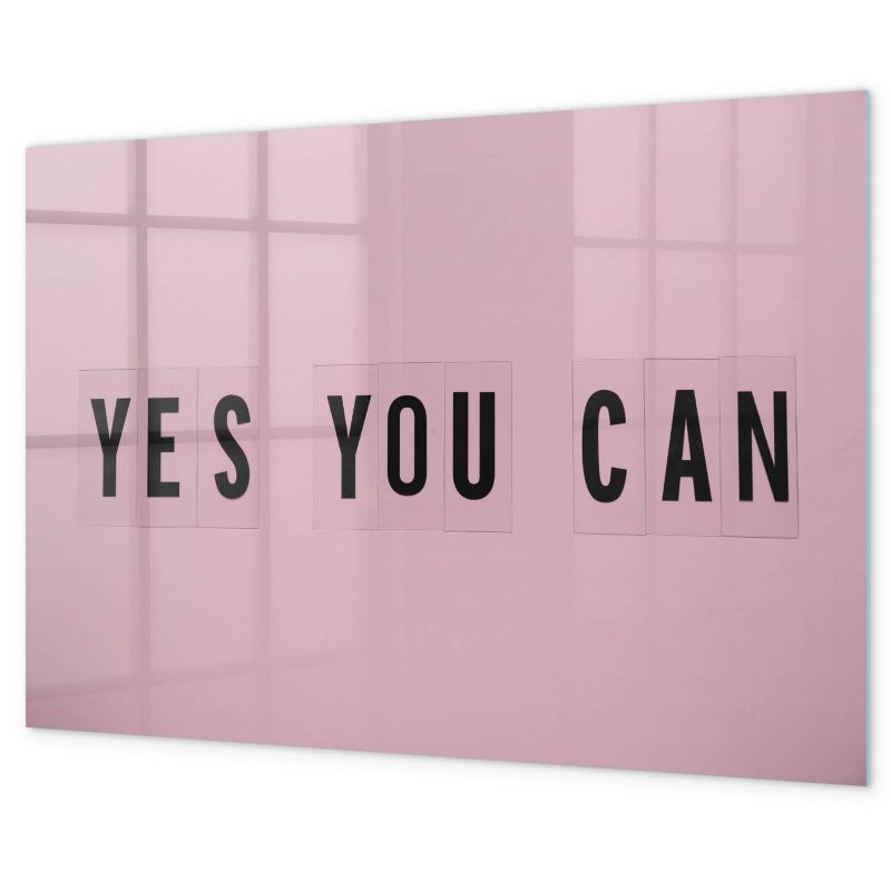 Szklana Tablica Do Pisania Magnetyczna Tulup 100x70 cm Yes you can Z magnesami, gąbką i Czarny marker 1 kpl
