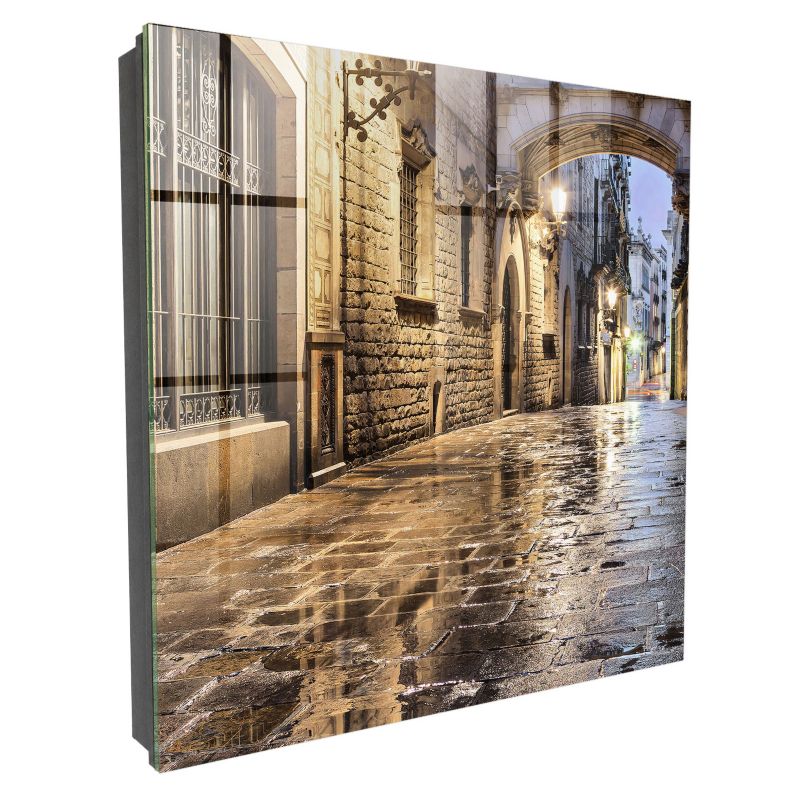 Szklana Szafka Na Klucze Tulup 30x30 cm nocna uliczka - Czarna - Otwierana na prawo 1 szt.