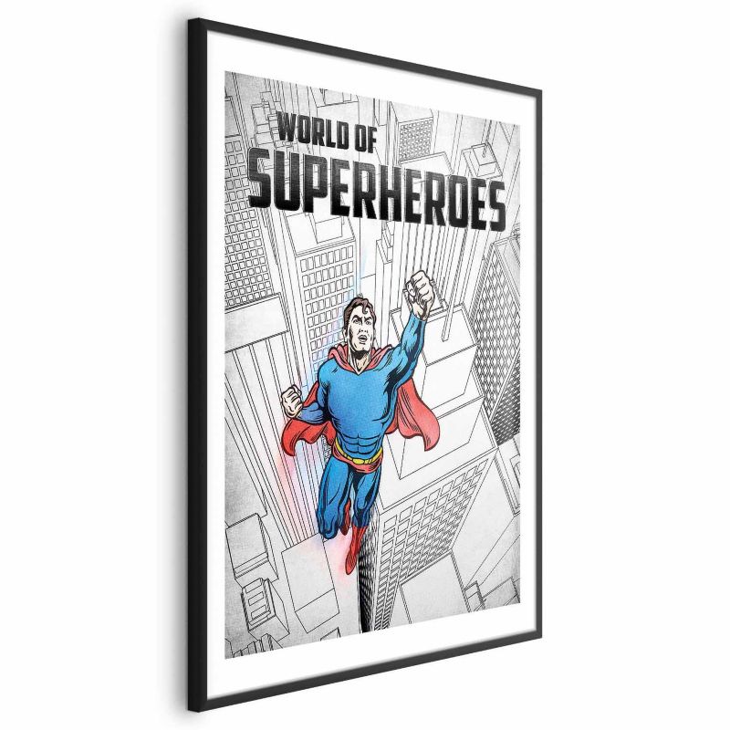 Plakat Artgeist Superheroes 60x90 cm z ramą czarną z marginesem 1 szt