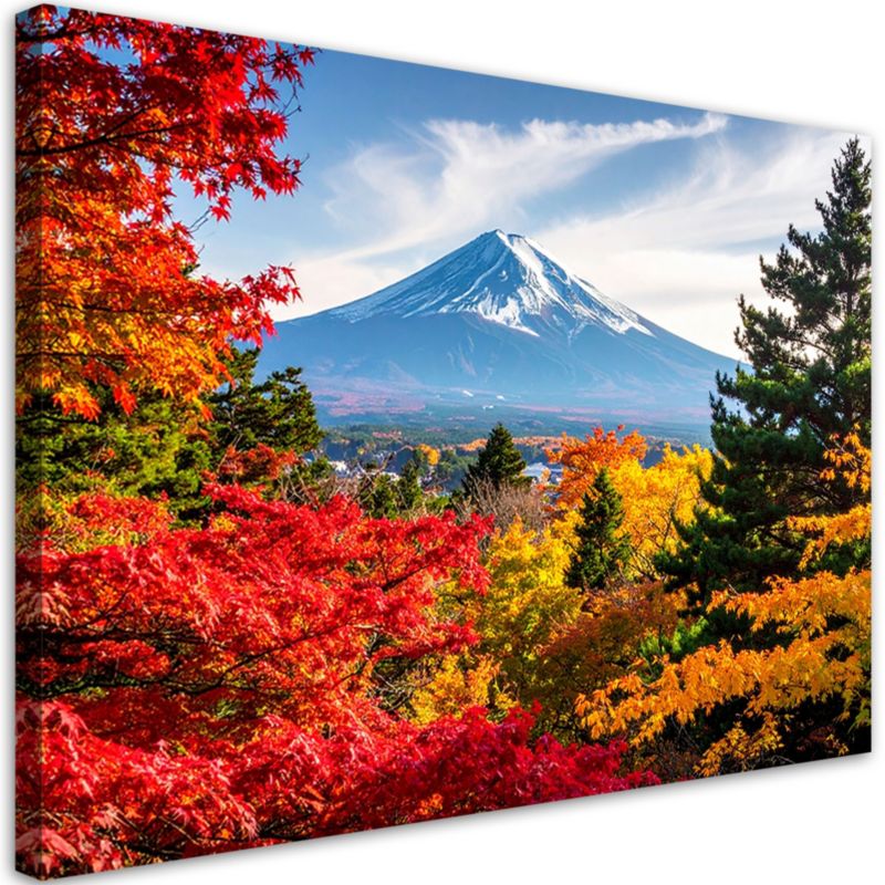 Obraz do salonu sypialni biura Feeby Japońska góra Fuji liście pejzaż 60x40cm 1szt
