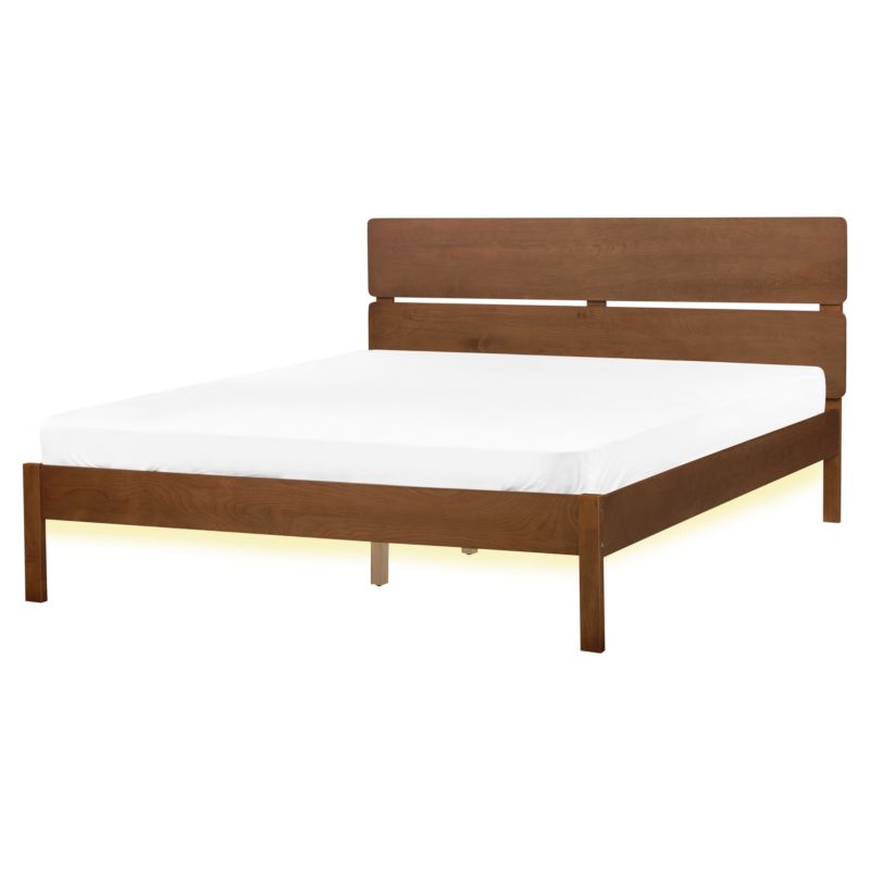 Łóżko LED Drewno Boisset 160 x 200 cm Ciemnobrązowy 1 szt.