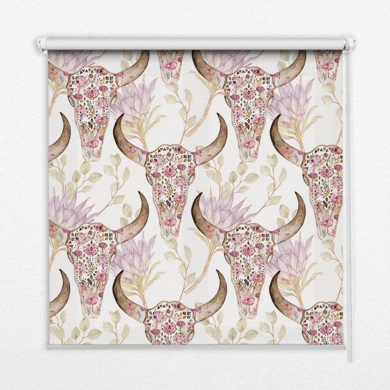 Roleta Do Kuchni Tulup 140x140 cm Kolorowe Głowy Bizona Montaż do ściany/sufitu 1 szt.
