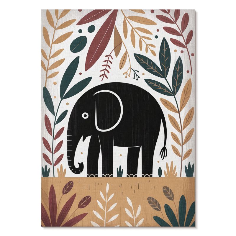 Plakat na Ścianę Tulup 21x29,7 cm (A4) Słoń w liściach Do sypialni, salonu, biura 1 szt.