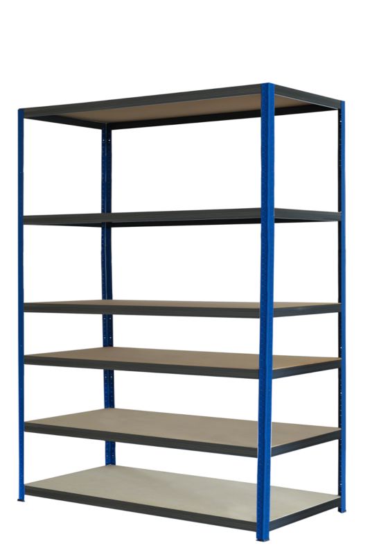 Regał metalowy MODO24 magazynowy niebiesko-grafitowy helios 213x150x35cm 6 półek po 275 kg 1 szt.