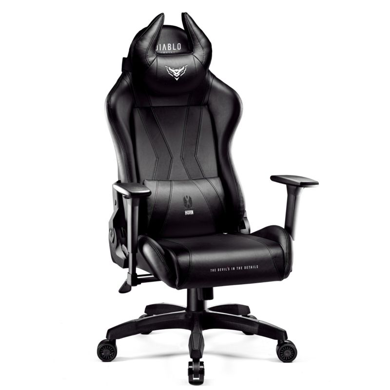 Fotel gamingowy biurowy z ekoskóry XL Diablo X-Horn 2.0 czarny 1 szt