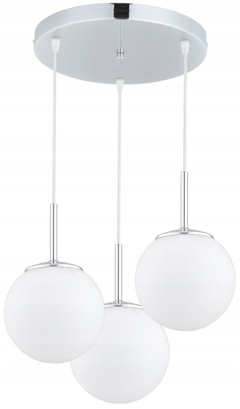 Lampa Wisząca Sufitowa Elko-Lighting Plafon 3-Punktowy Milo Chrom Kule Białe E27 srebrny 1 szt