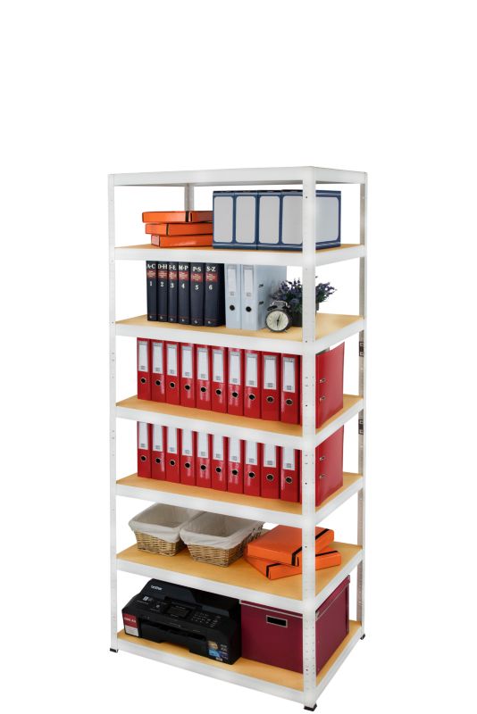 Regał metalowy MODO24 magazynowy biały helios 270x110x40cm 7 półek po 400 kg 1 szt.