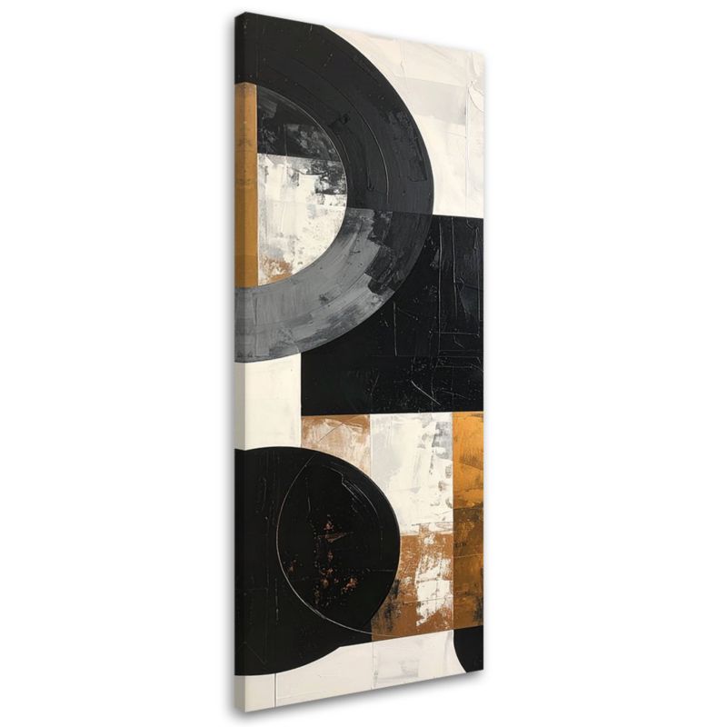 Obraz do salonu biura loftu Feeby Geometryczne formy koła abstrakcja czarno biały 50x150cm 1szt