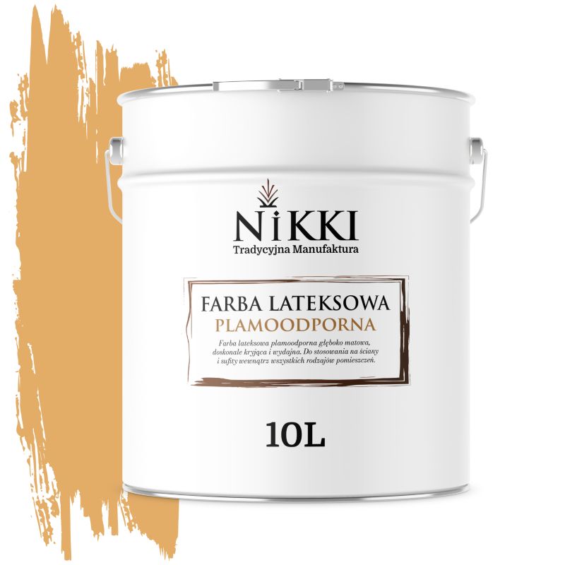 Farba Lateksowa Premium do Ścian i Sufitów Odporna na Plamy NIKKI Bursztynowy H6441 Głęboki Mat 10L