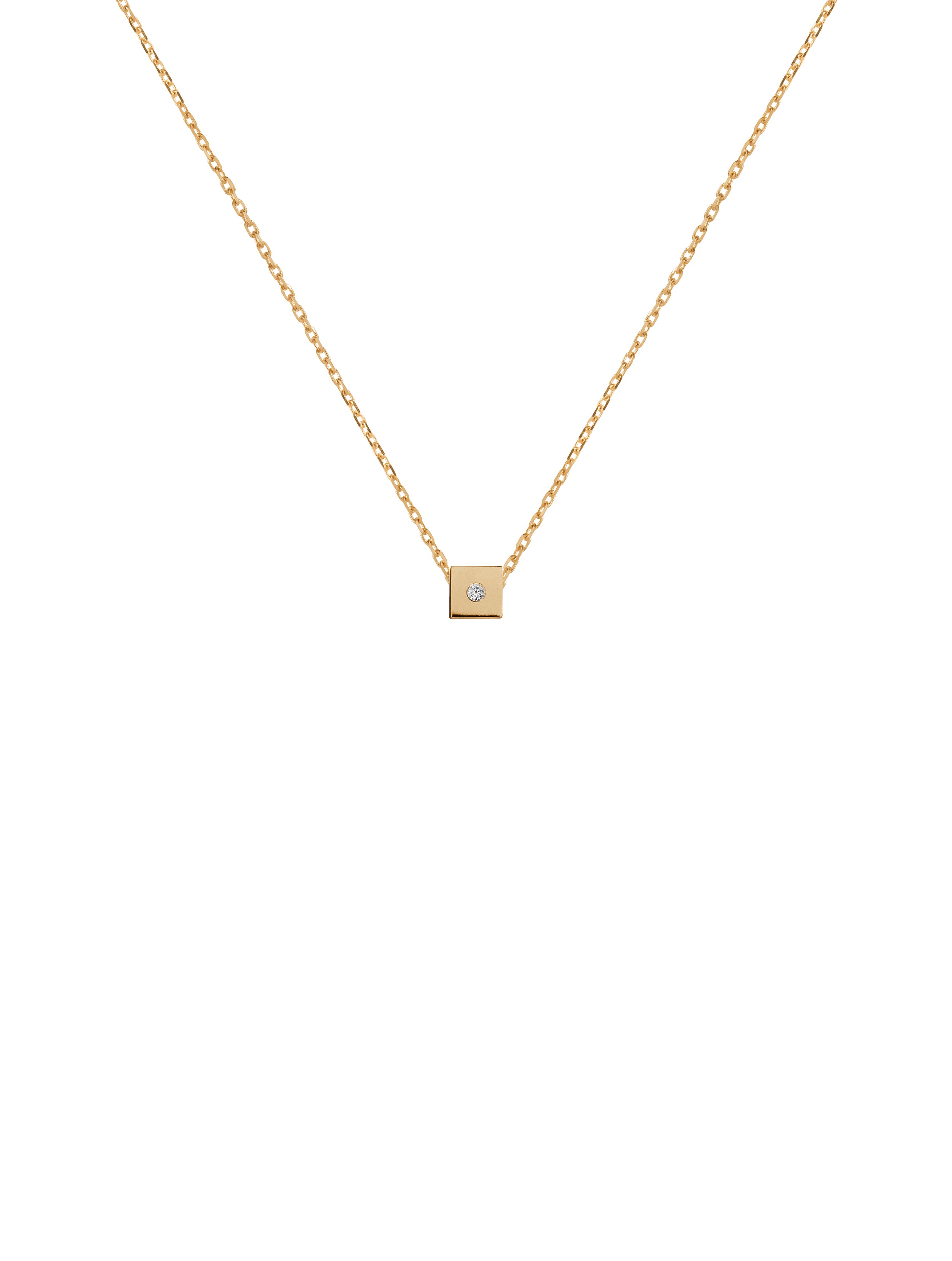 Cubic Diamond Necklace - naszyjnik z zawieszką kosteczką z diamentami, 45 / 0