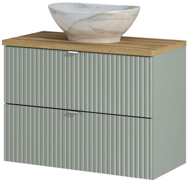 COMAD Zestaw mebli LINE REED GREEN szafka z blatem WOTAN 80 cm, umywa