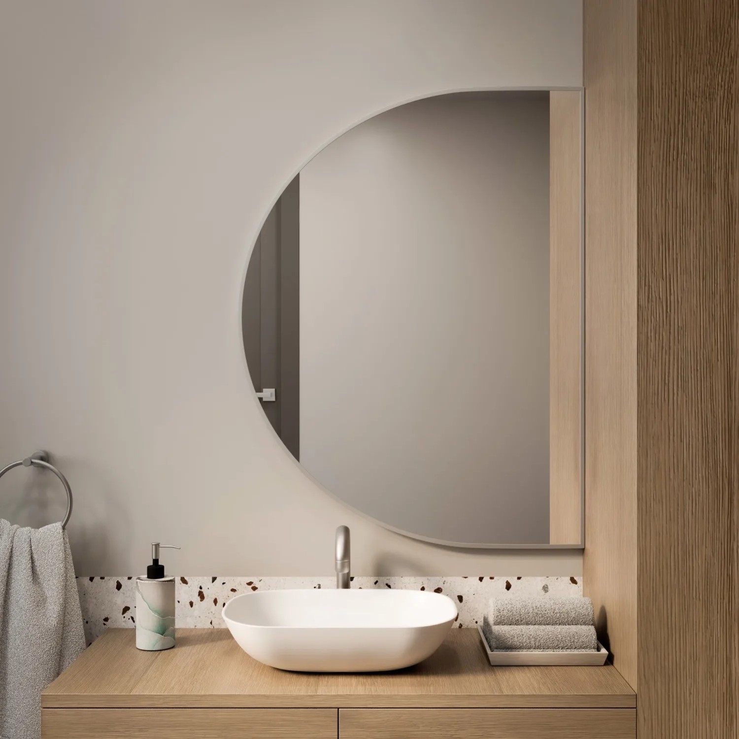 Lustro SemiRound Srebrne Bez led 130x75