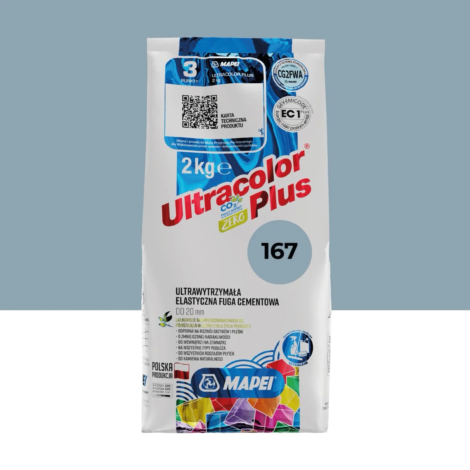Mapei Fuga elastyczna UltraColor 167 niebieski avio 2 kg