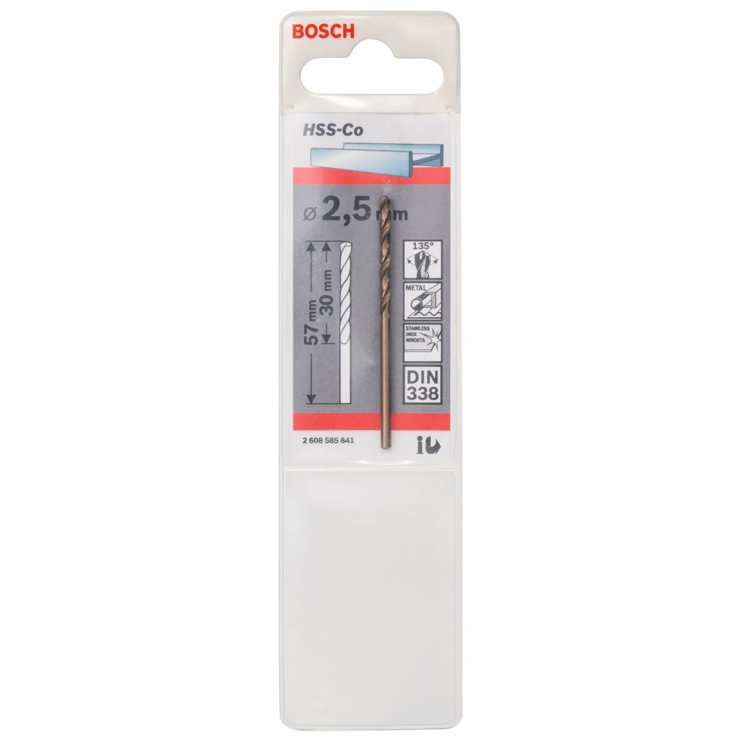 Bosch Professional Wiertło kobaltowe HSS-Co do metalu 2,5 x 57 mm